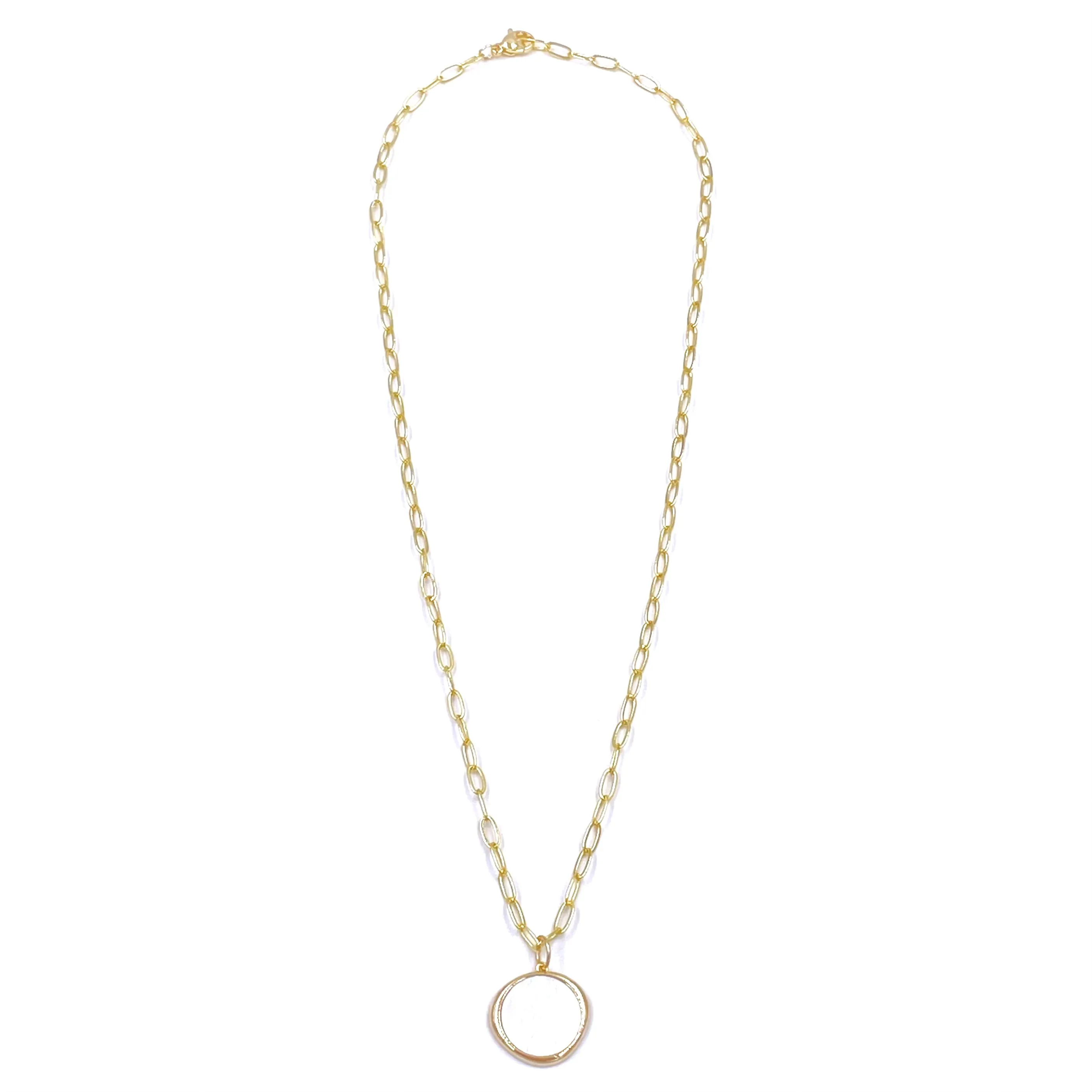 Ashley Gold Stainless Steel Gold Plated Enamel Circle Charm Necklace