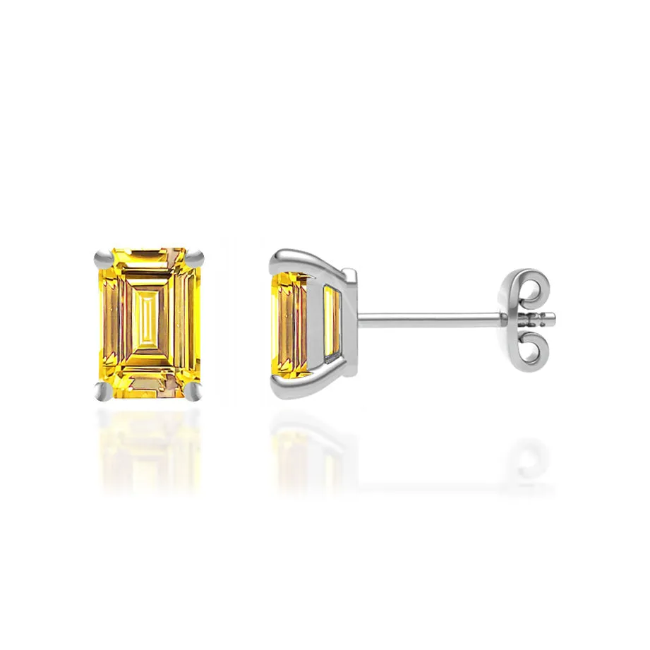 AVIANA - Emerald Yellow Sapphire 950 Platinum Stud Earrings