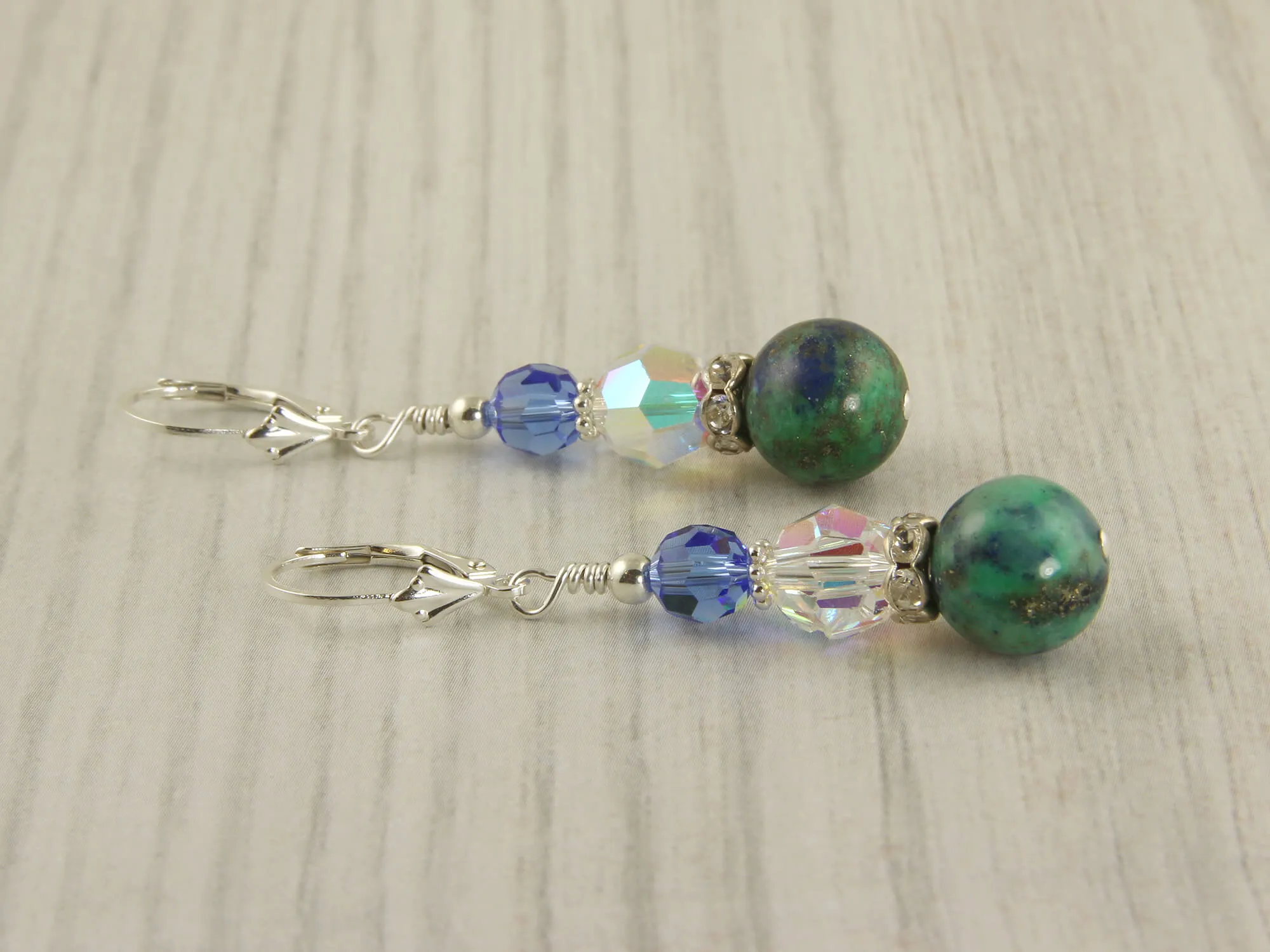 Azurite Sapphire Gemstone Beaded Earrings