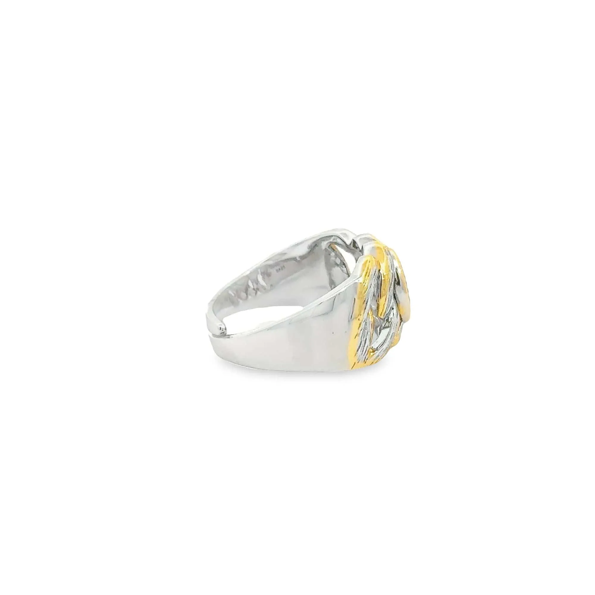 Baikalla Antique Natural Opal Sterling Silver Gold Plated Two Tone Ring