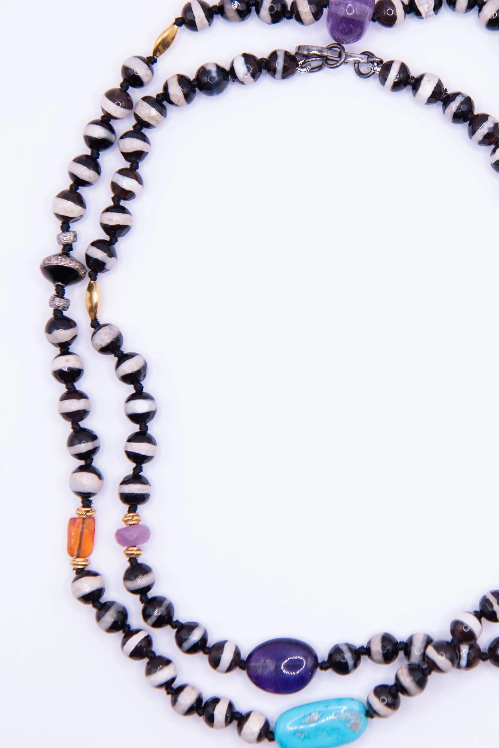 Beaded Necklace, Black Agate