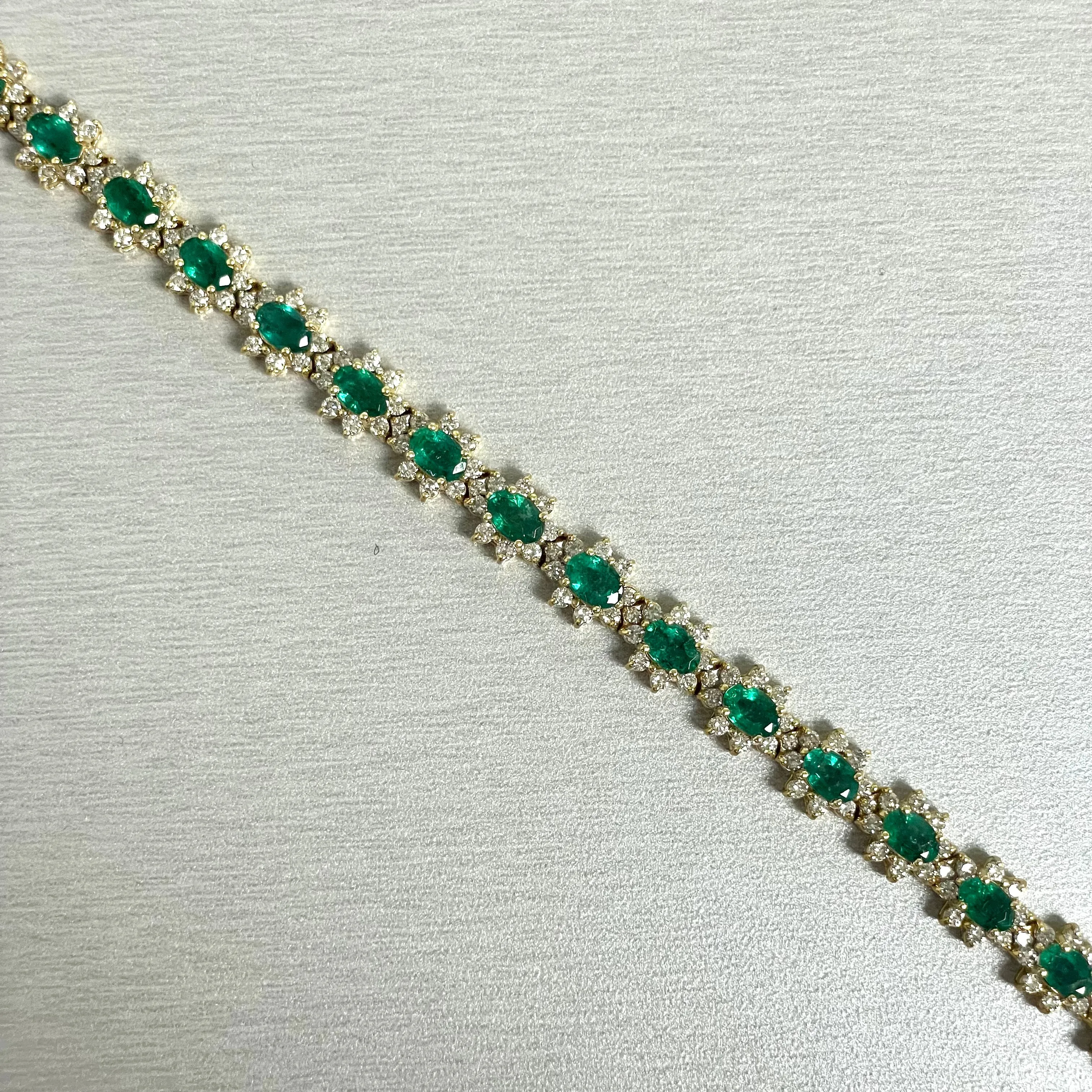 Beauvince Florence Bracelet (11.66 ct Diamonds & Emeralds) in Yellow Gold