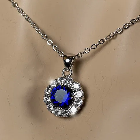 Belle Sapphire Blue Round  Halo Pendant | 3.2ct