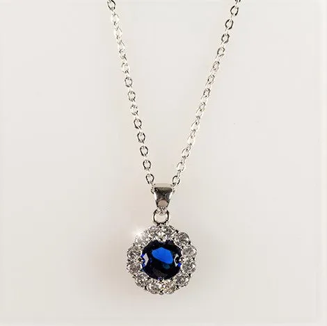 Belle Sapphire Blue Round  Halo Pendant | 3.2ct