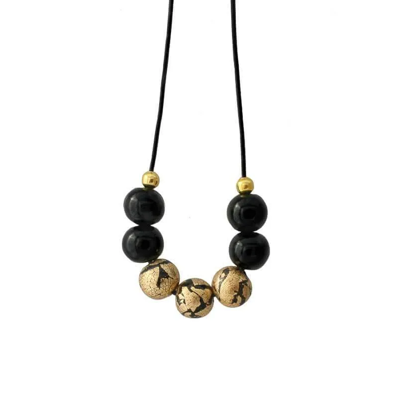 Black & Gold Statement Bead Necklace