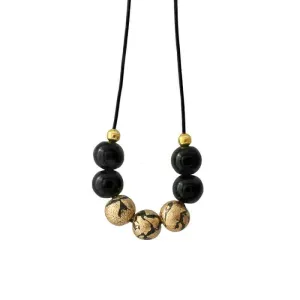 Black & Gold Statement Bead Necklace