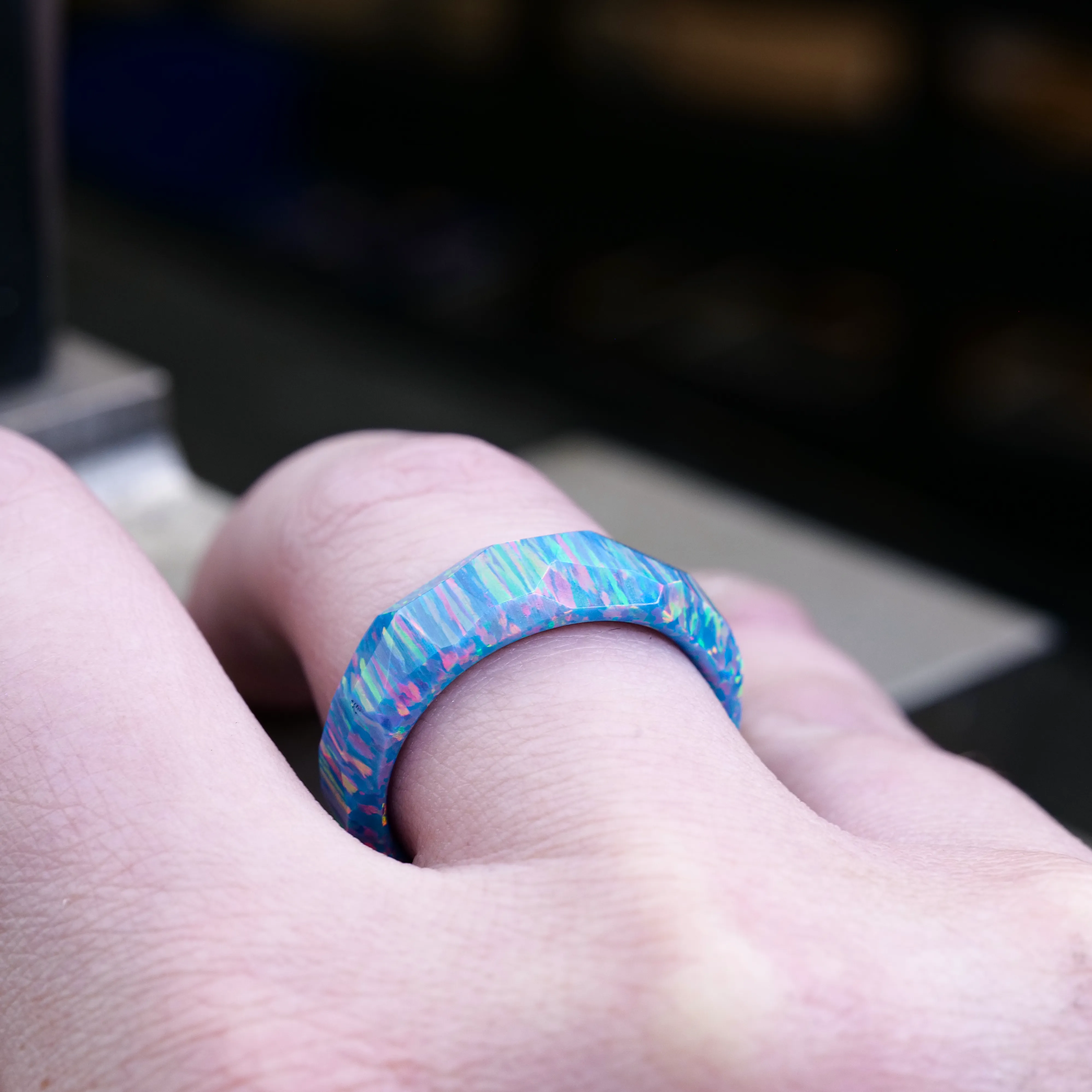 Blue Fire Opal Ring