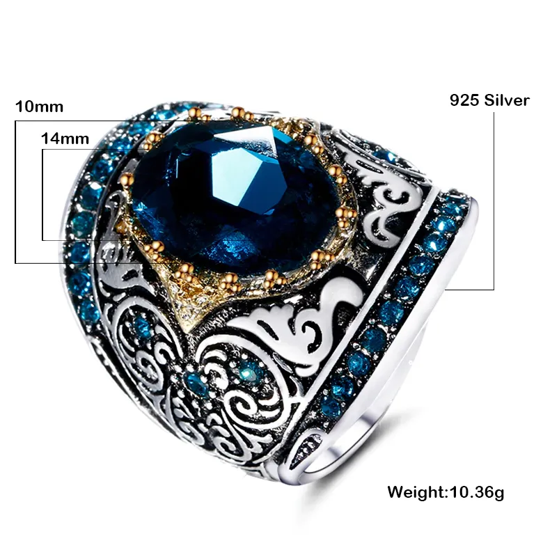 Blue Gemstone Sterling Silver Ring