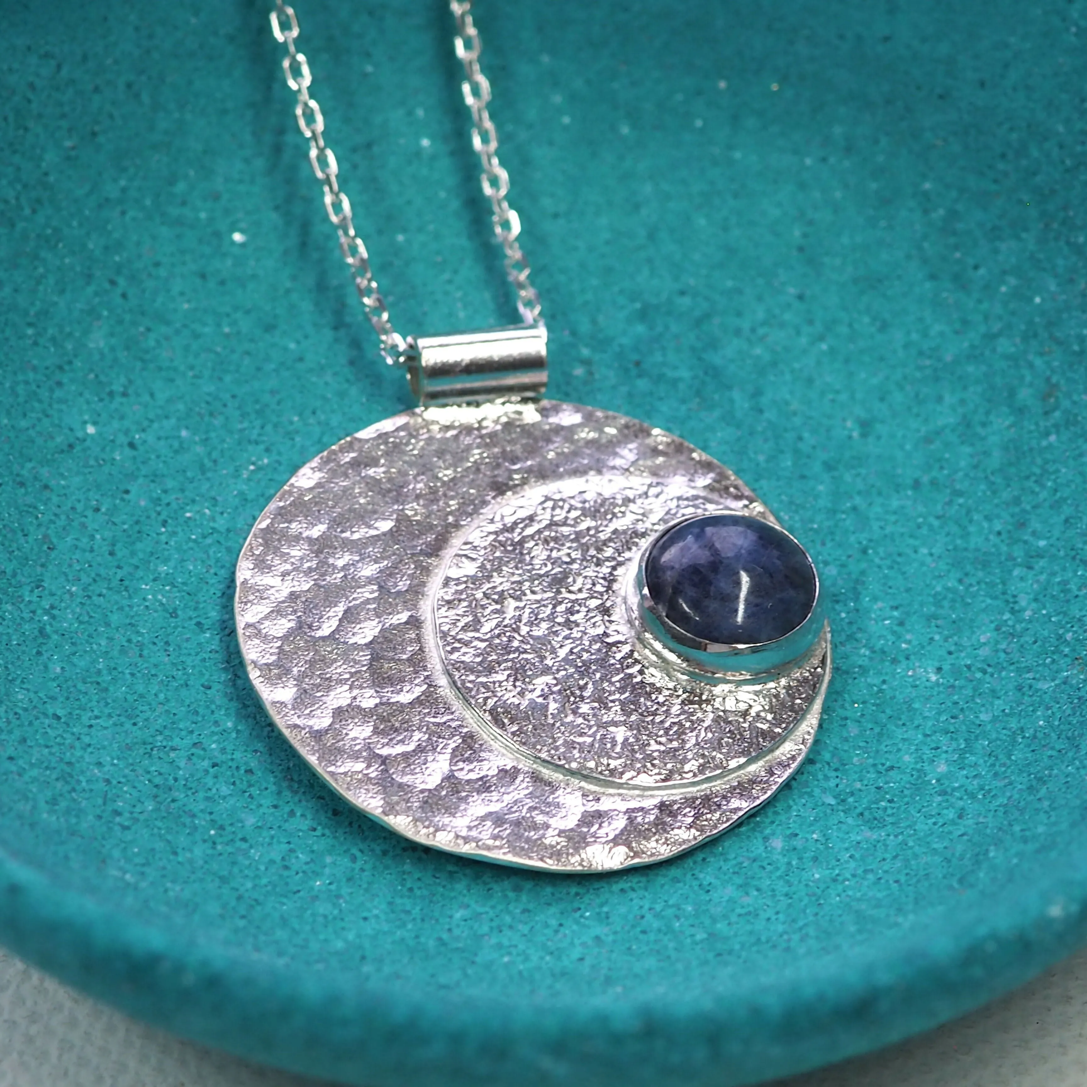 Blue Moon Pendant Necklace - Hallmarked