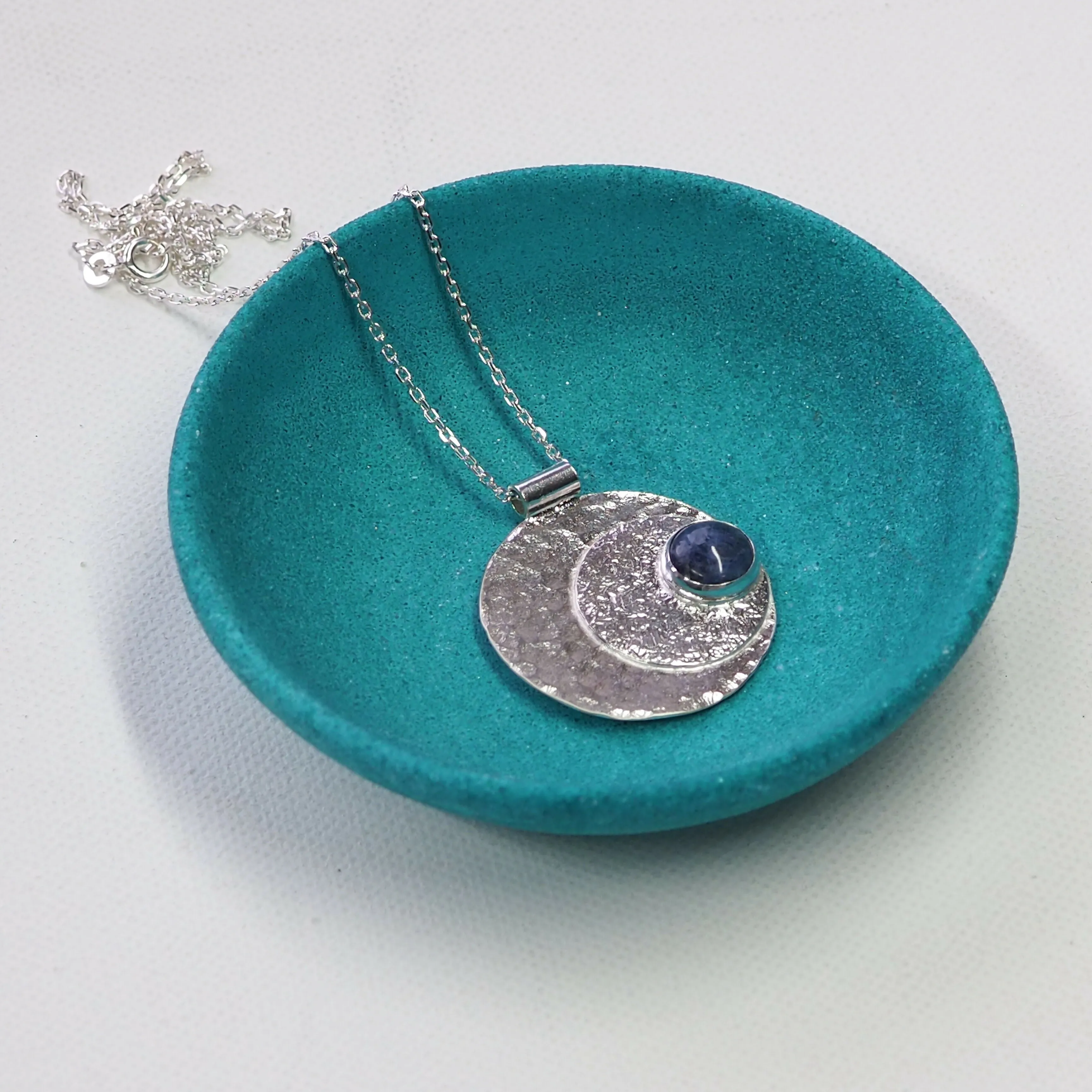 Blue Moon Pendant Necklace - Hallmarked