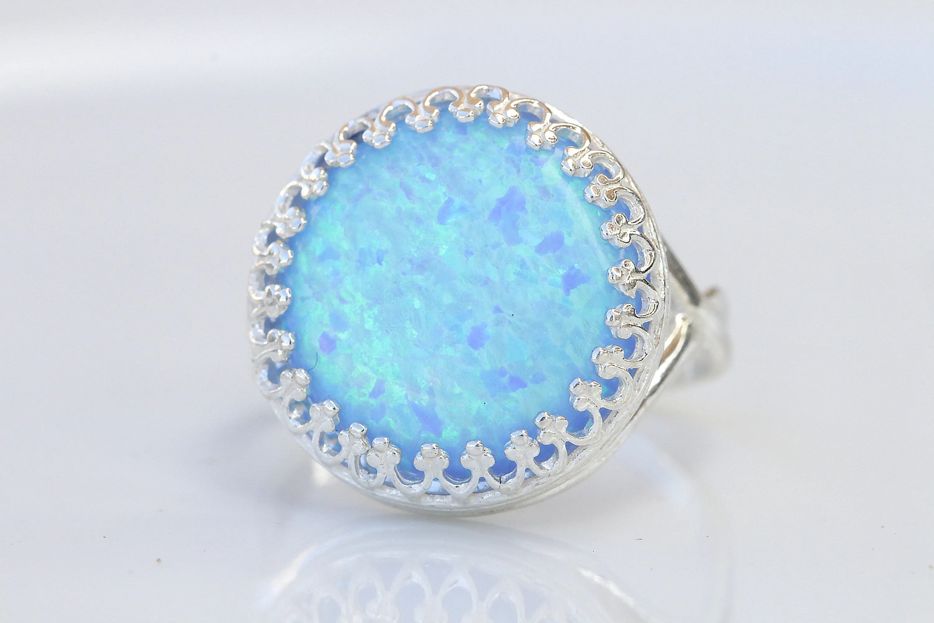 BLUE OPAL Silver Sterling RING