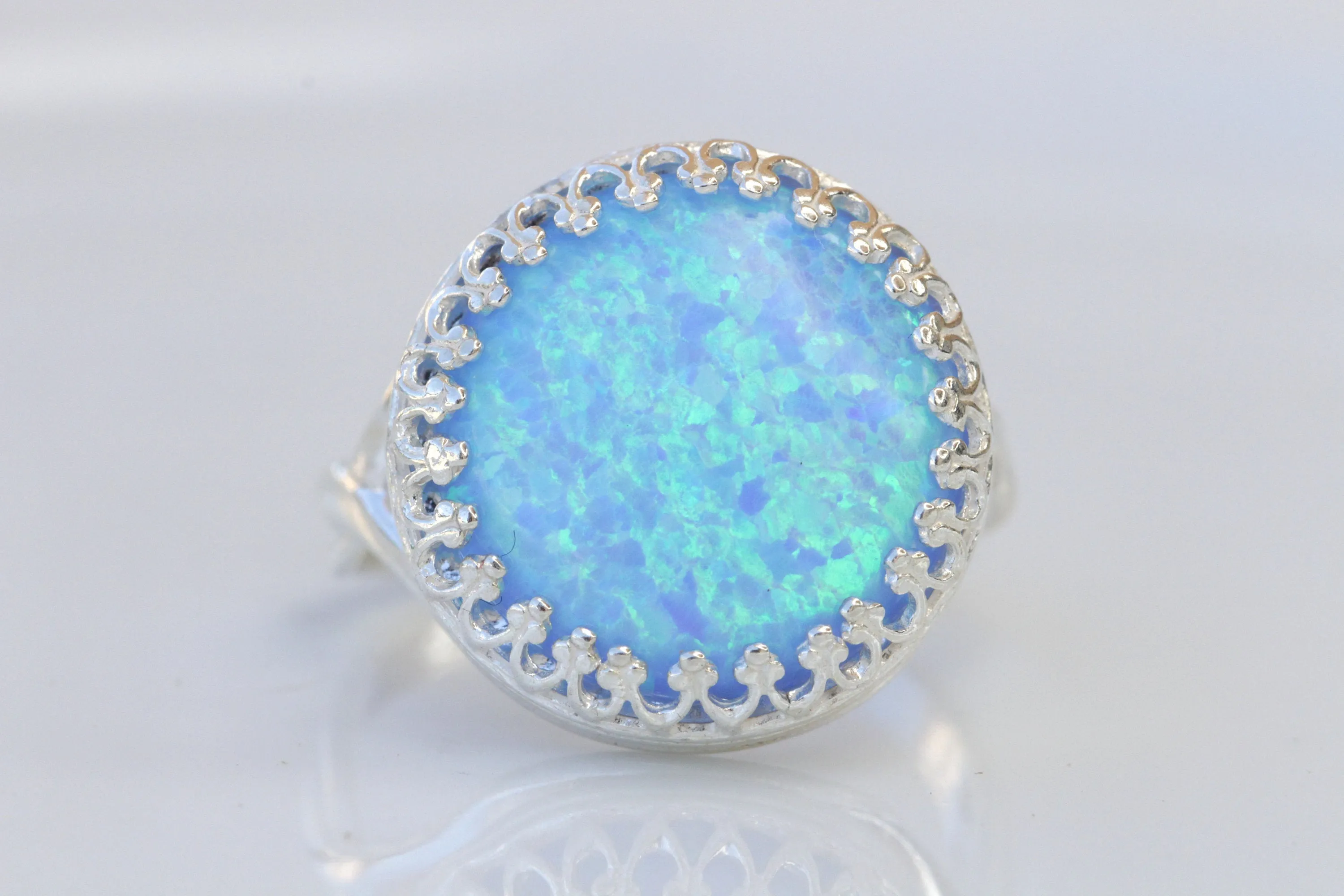 BLUE OPAL Silver Sterling RING