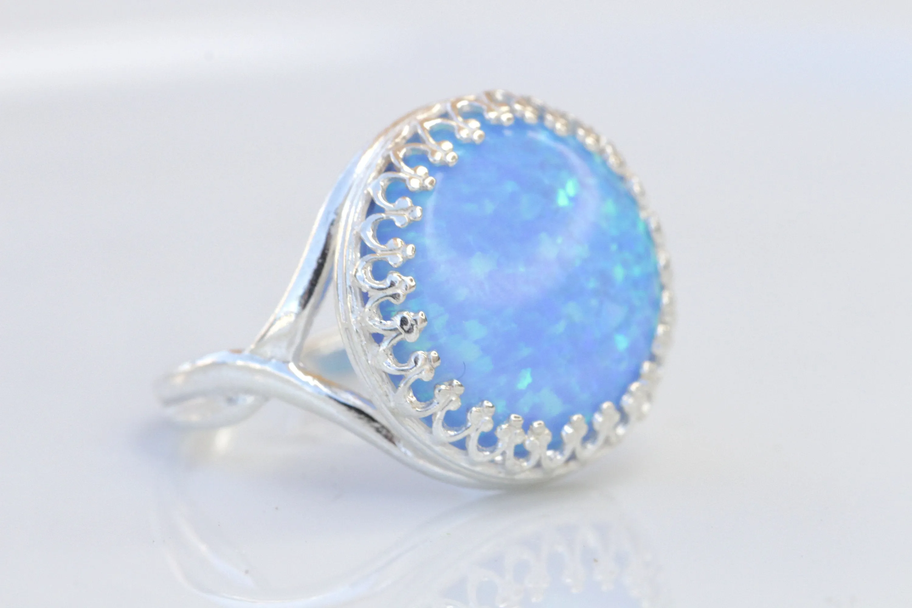 BLUE OPAL Silver Sterling RING