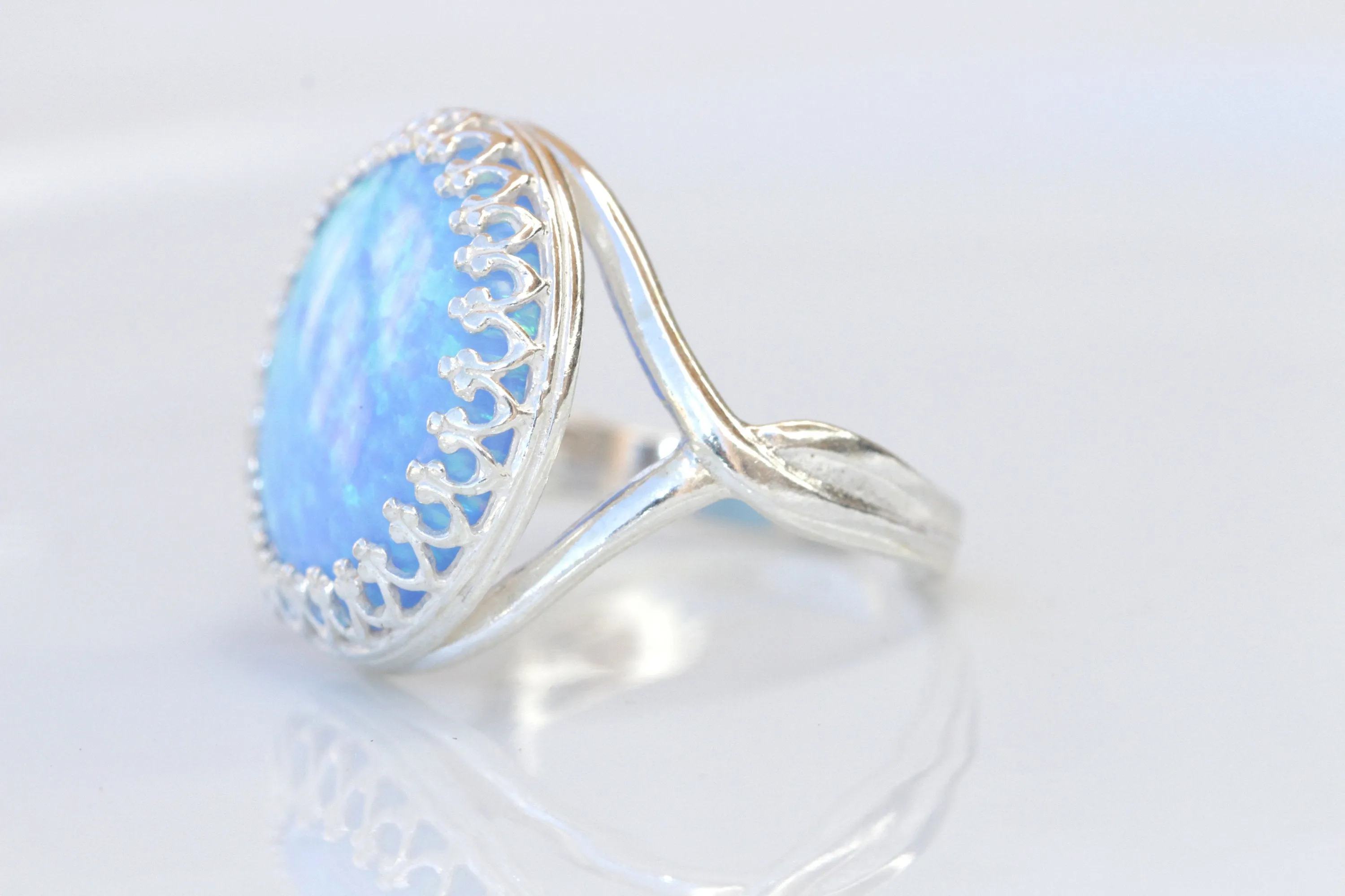 BLUE OPAL Silver Sterling RING