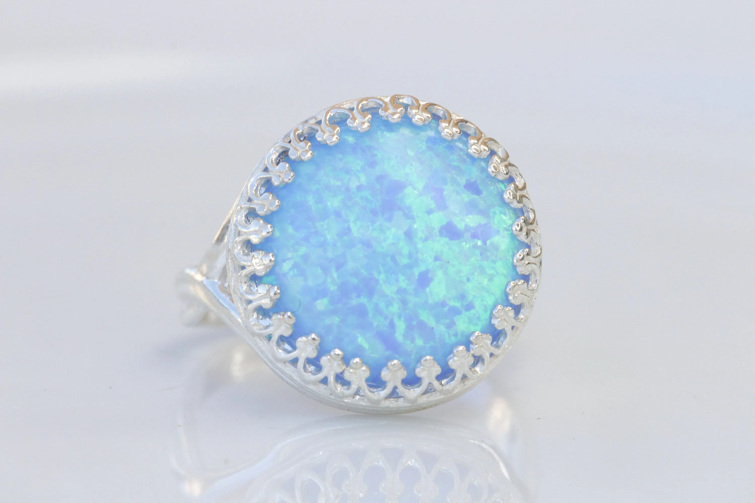 BLUE OPAL Silver Sterling RING