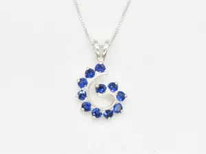 Blue Swirl Pendant - Spiral Sapphire Necklace - Vintage Statement Necklace