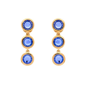 Blue Violet Crystal Drop Clip Earrings