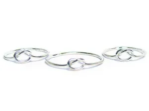 Bridesmaid jewelry • Set of 3 Tie the Knot Rings • Sterling silver