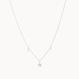 Bright star white topaz baguette necklace silver - sterling silver