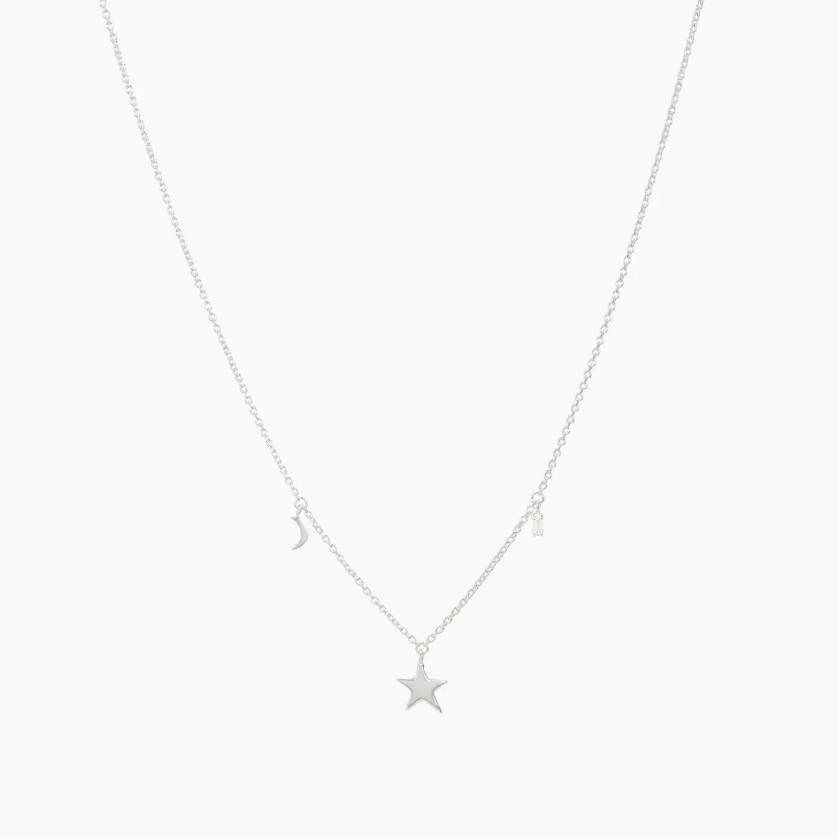 Bright star white topaz baguette necklace silver - sterling silver