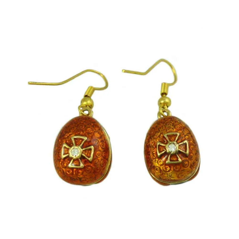 Brown Ladybug with Black Head Dangling Pierced Earring - PT710EB