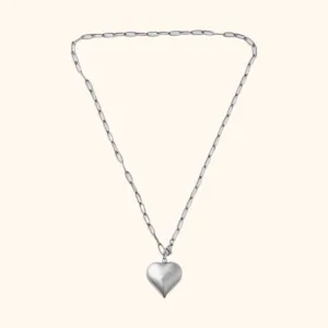 Bubble Heart Chain Necklace- Silver