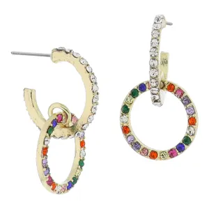 Clear Crystal Hoop with Rainbow Crystal Circle Earrings