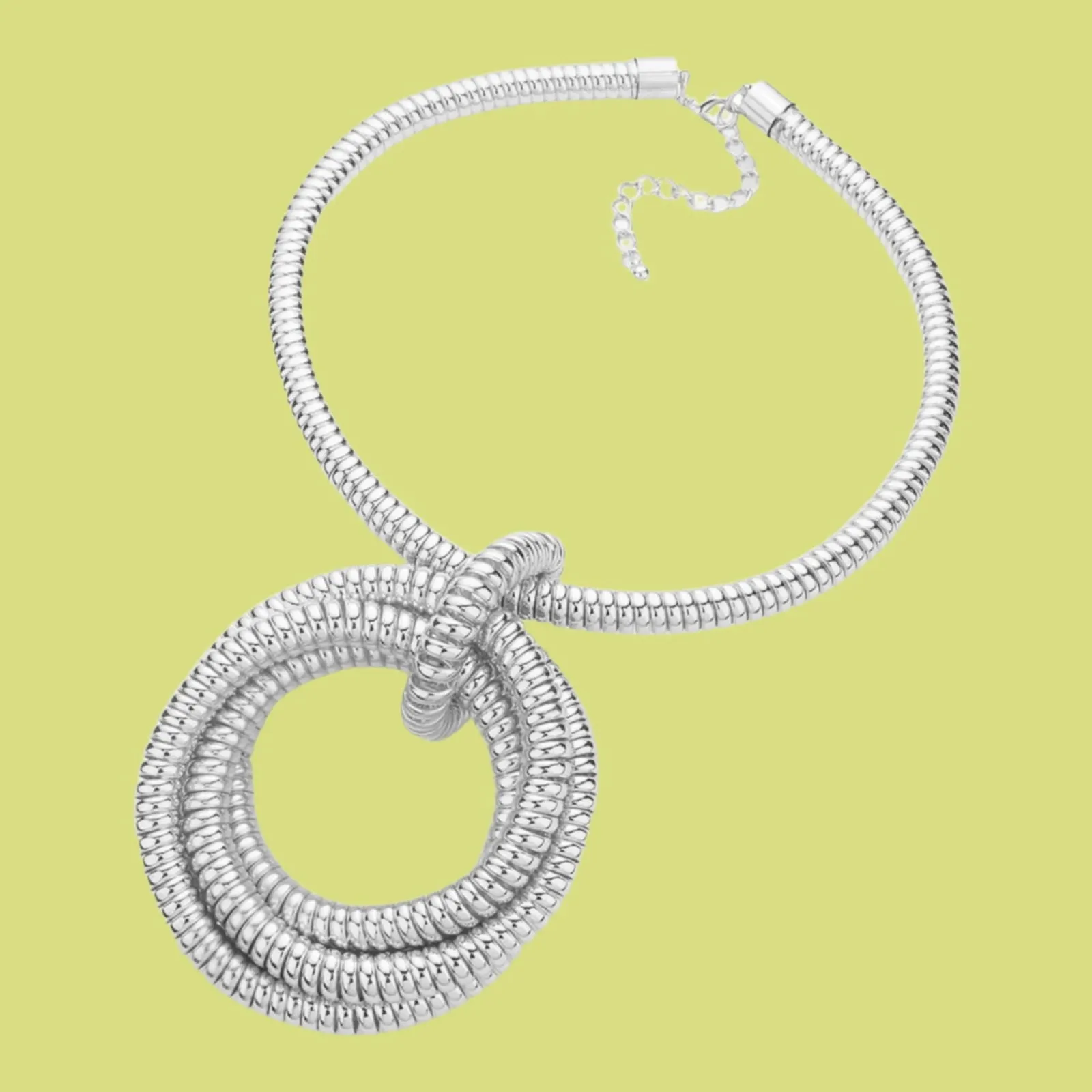 Contemporary Twisted Loop Silver Necklace Set - Fashion-Forward Statement Jewelry for Every Occasion