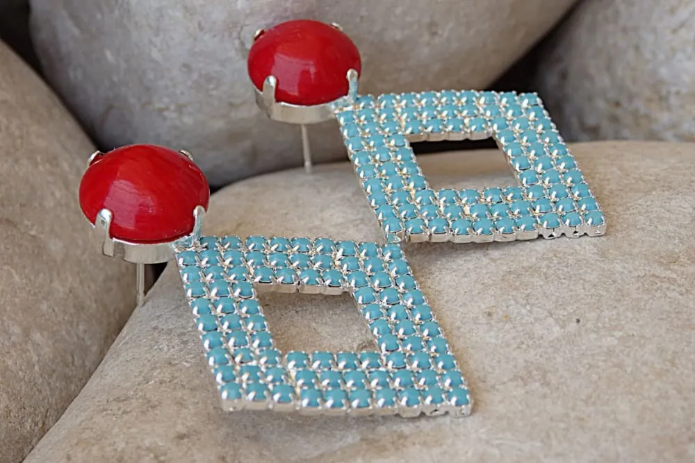 Coral Turquoise Earrings