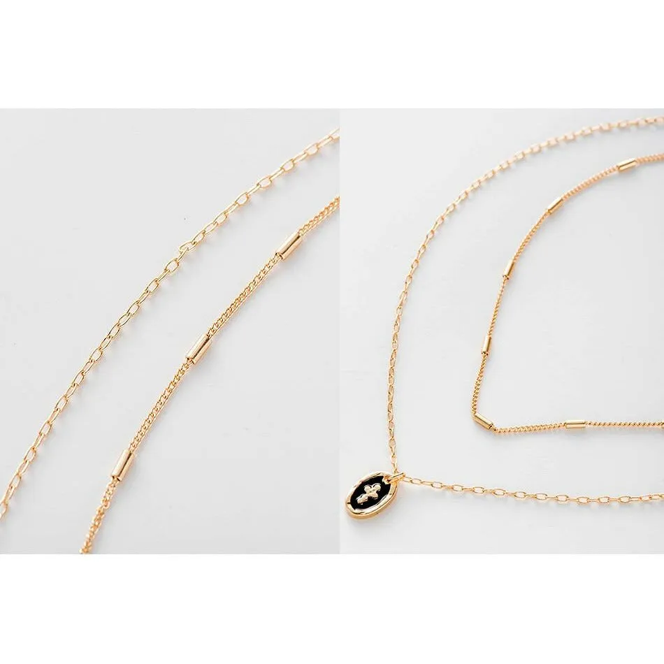 Crossing Gold Layered Necklace