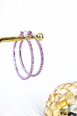 Crystal Avenue Life's A Party Crystal Violet Hoop Earrings