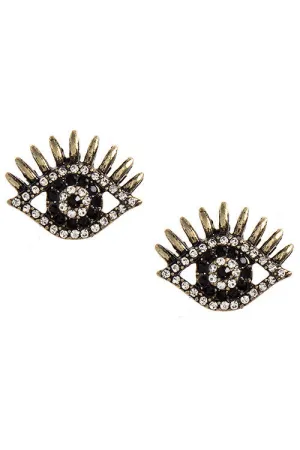 Crystal Encrusted Evil Eye Stud Earrings