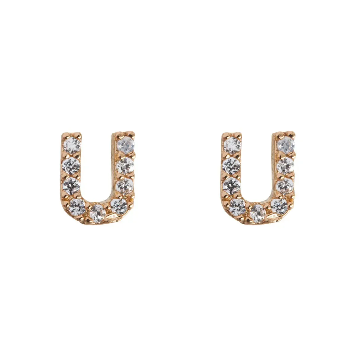 Crystal Letter Stud Earring