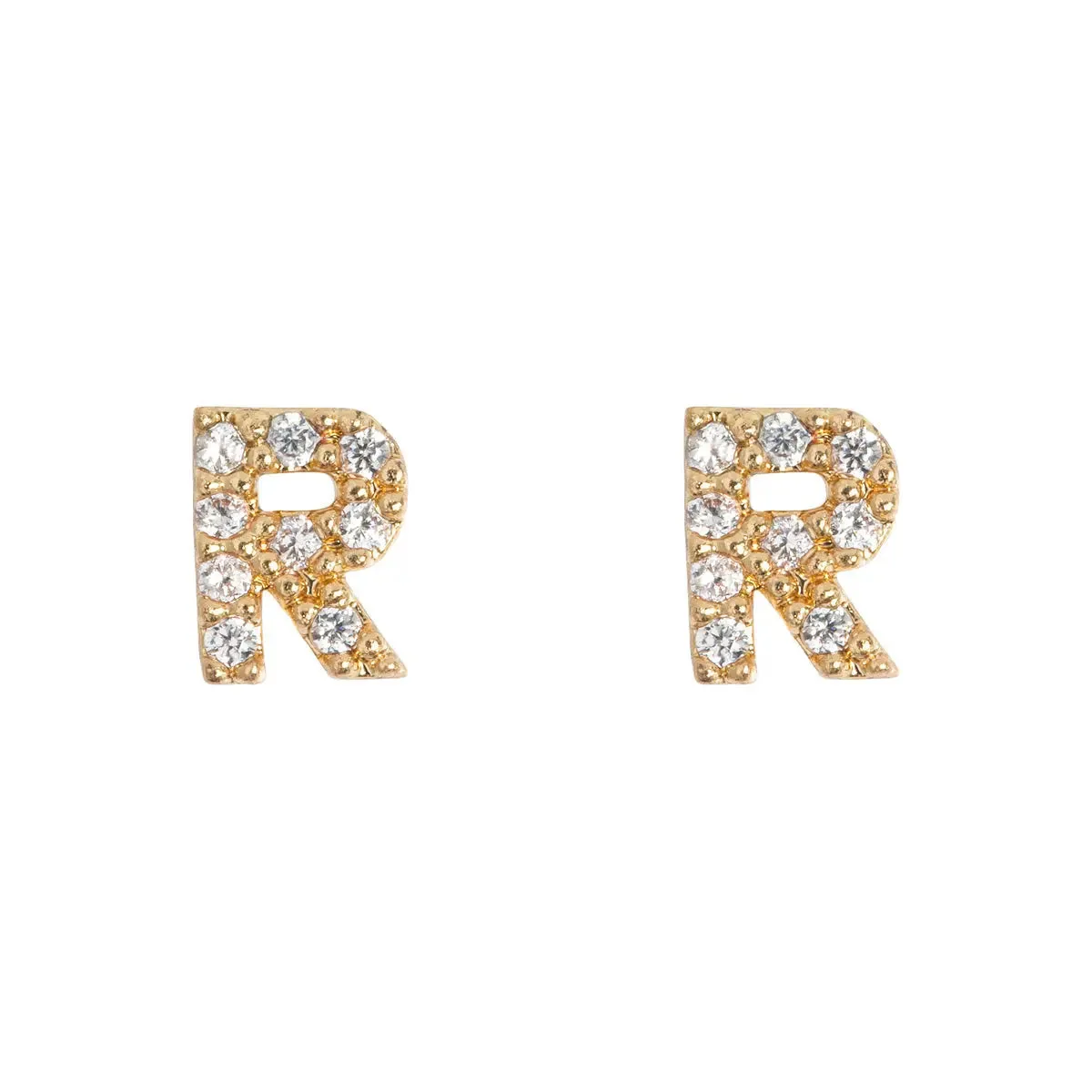 Crystal Letter Stud Earring