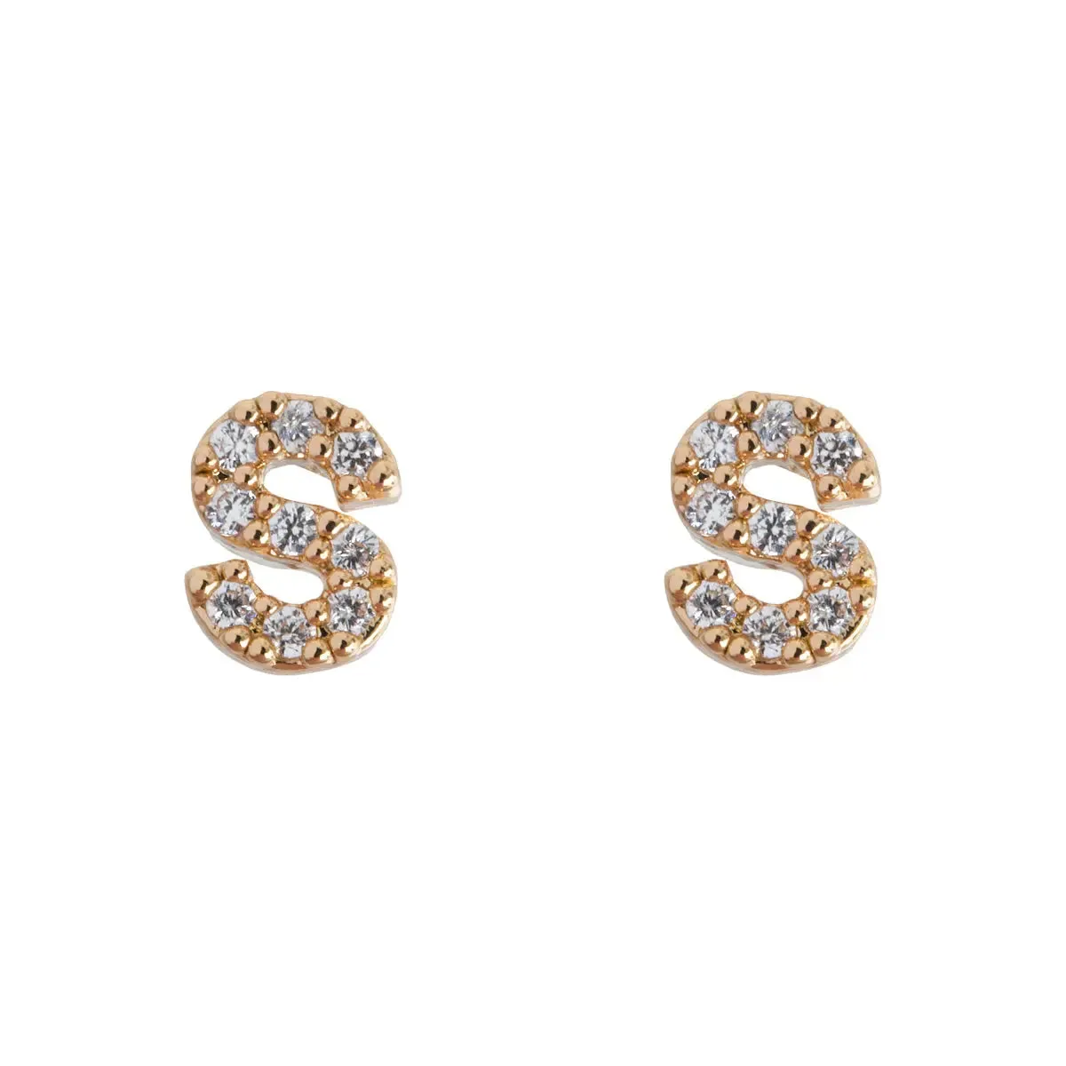 Crystal Letter Stud Earring