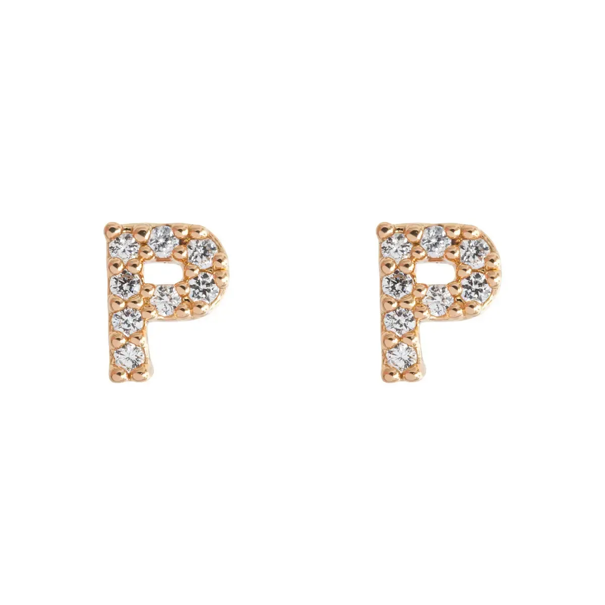 Crystal Letter Stud Earring