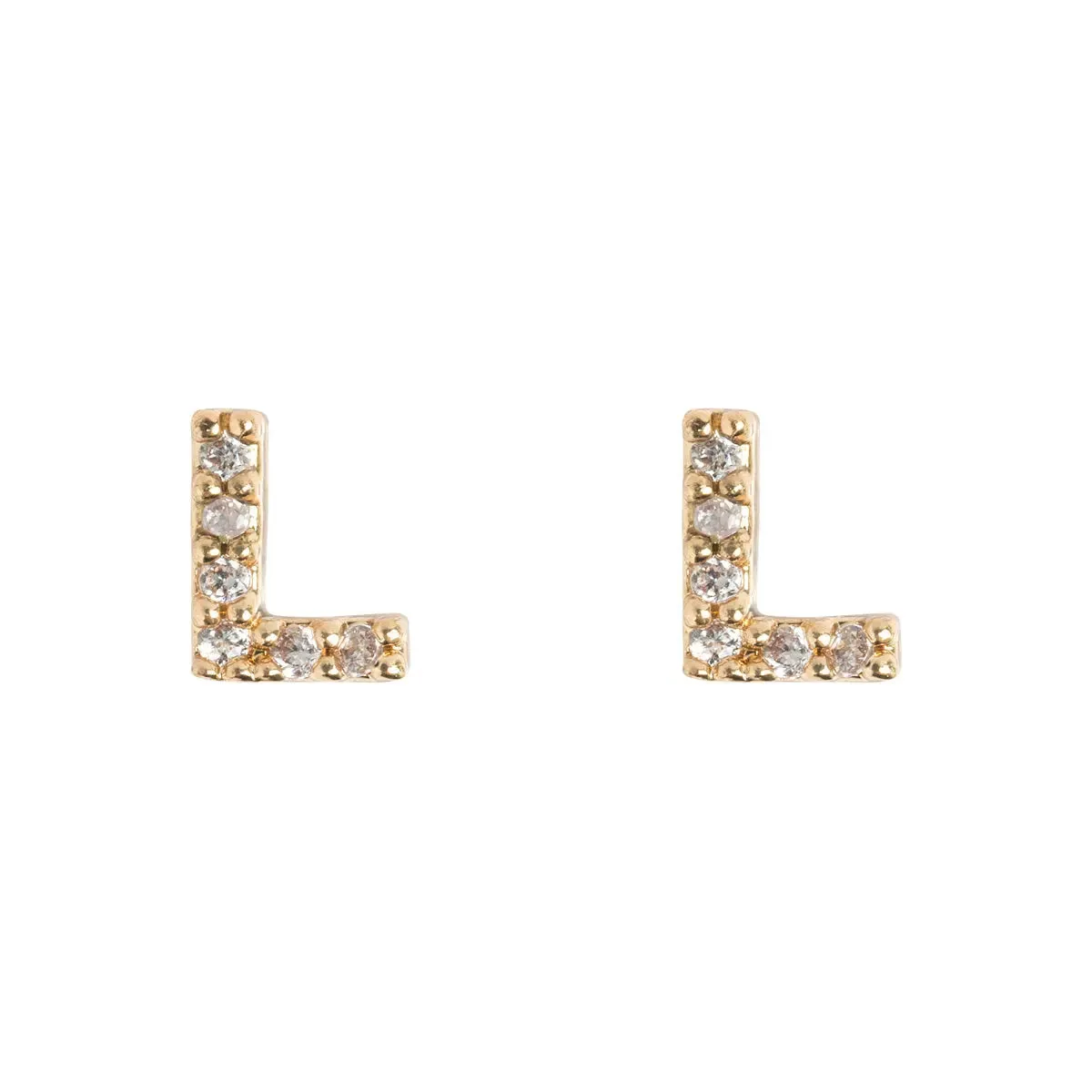 Crystal Letter Stud Earring