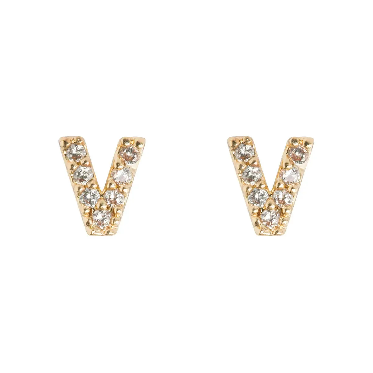 Crystal Letter Stud Earring