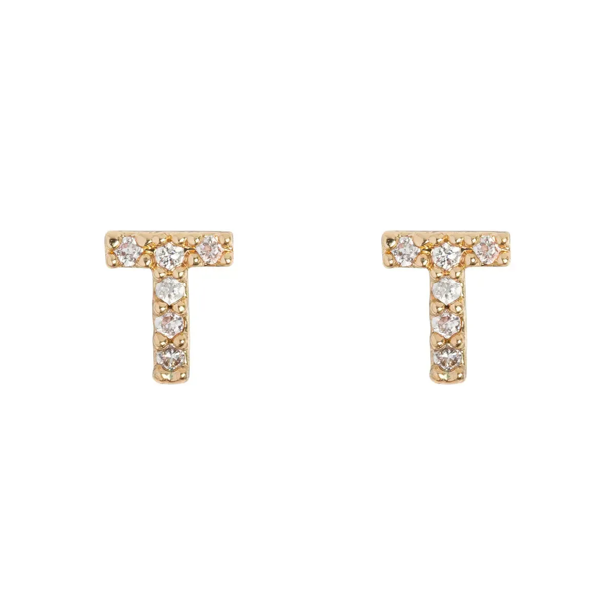 Crystal Letter Stud Earring