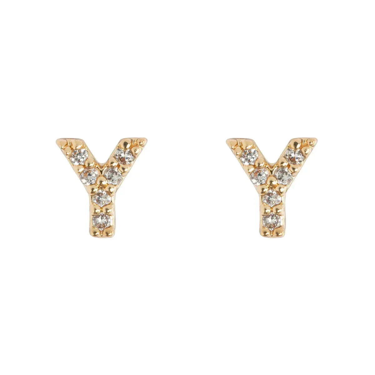 Crystal Letter Stud Earring