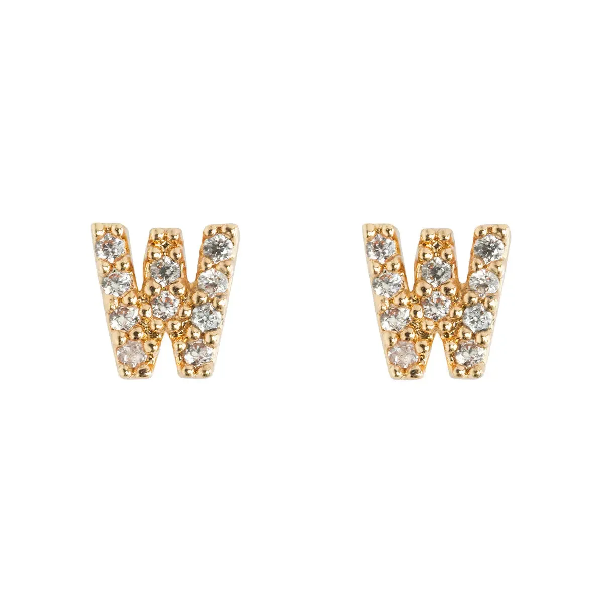 Crystal Letter Stud Earring