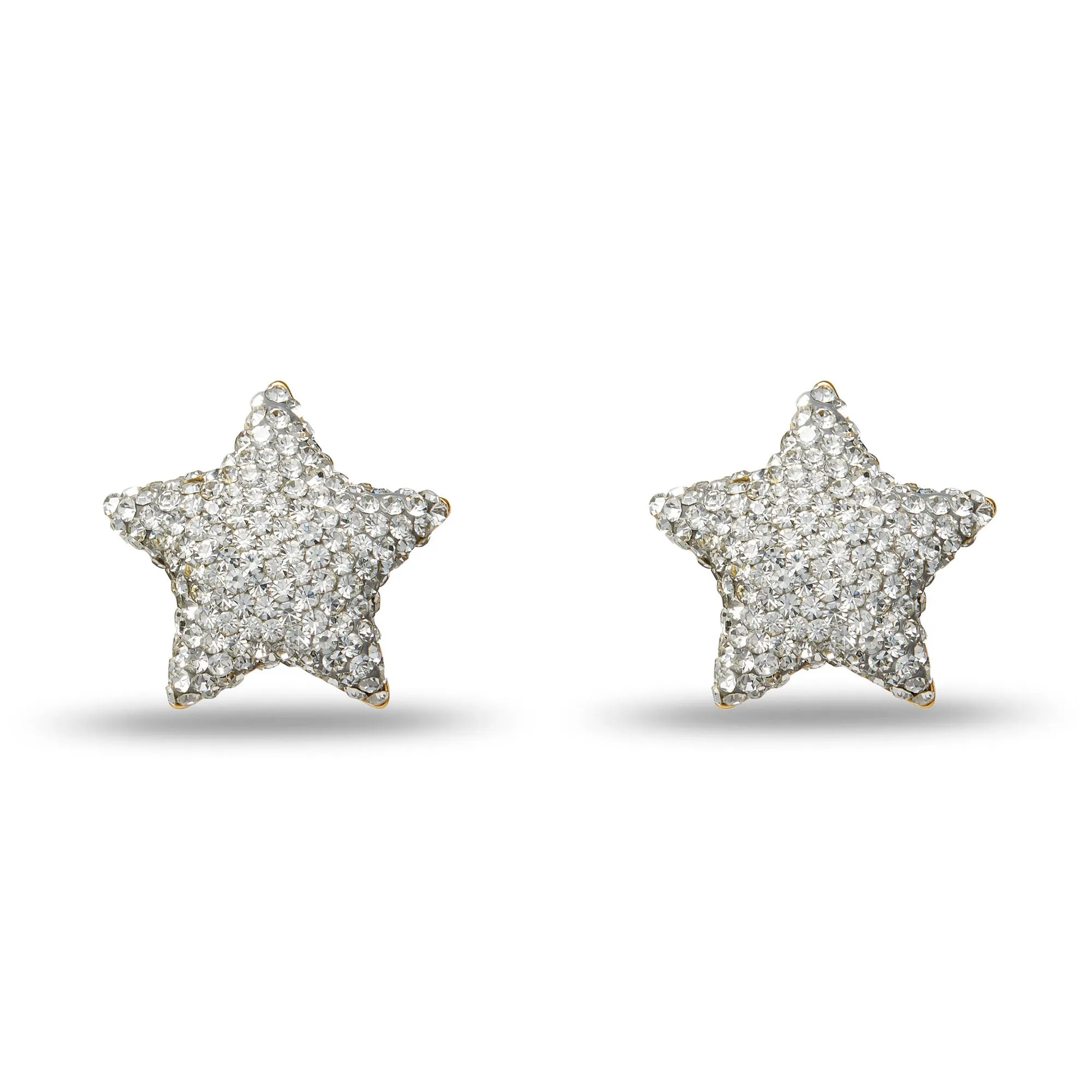 CRYSTAL PAVE STAR BUTTON EARRINGS