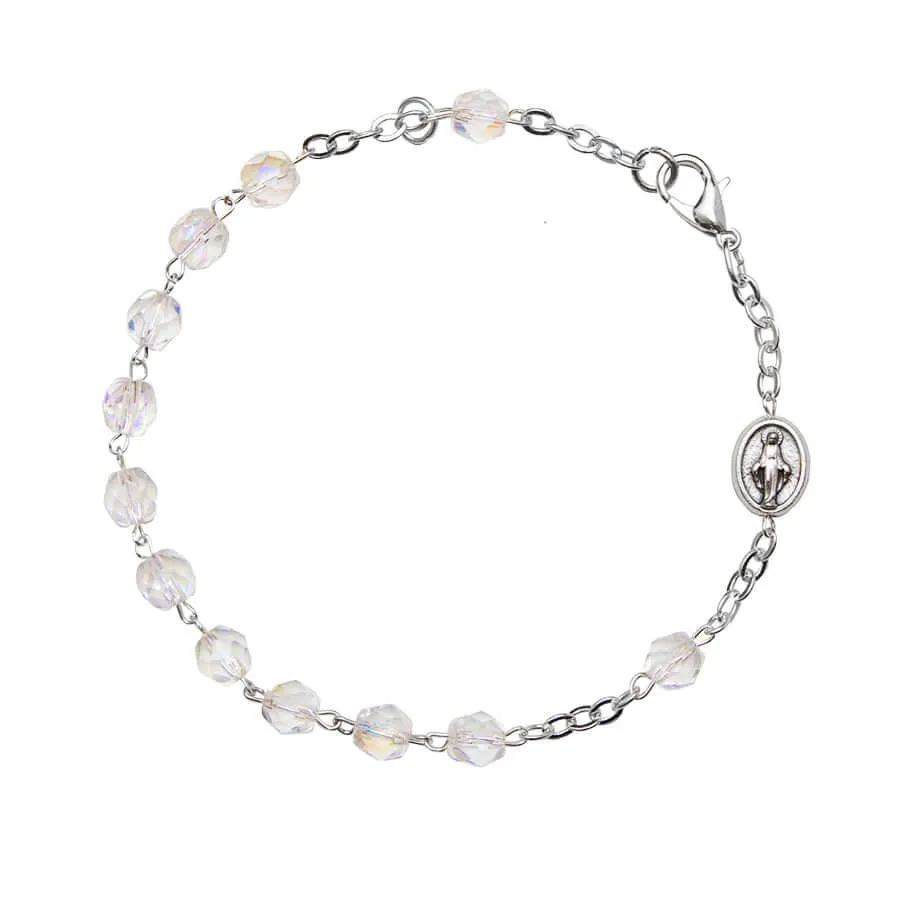 CRYSTAL ROSARY BRACELET - METAL