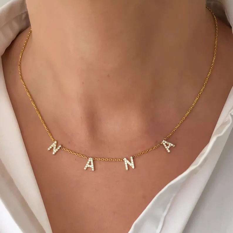 CZ Pave Personalized Name Necklace - Available in 14kt Gold Vermeil, Rose Gold And Sterling Silver (Copy)