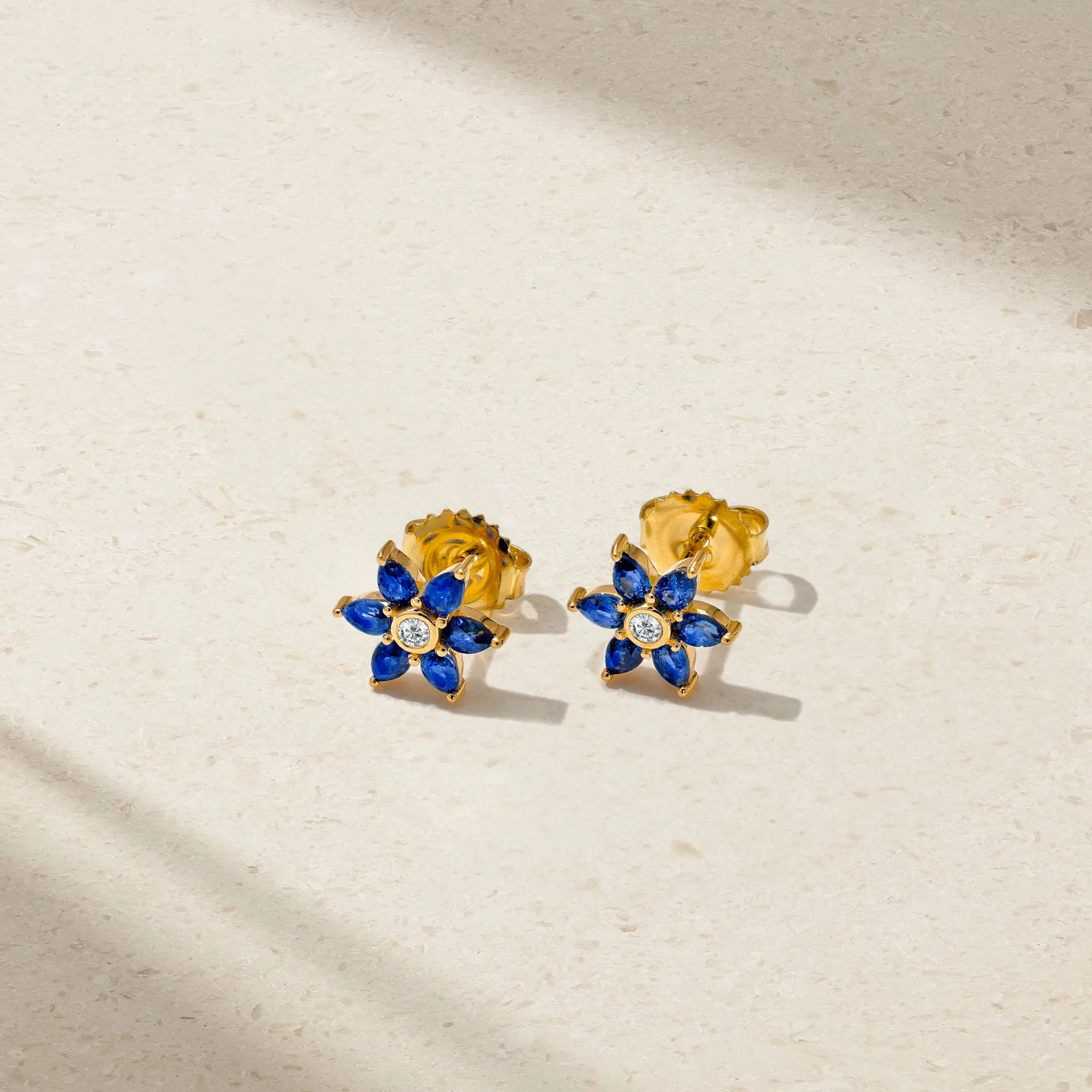 Daffodil Garden Sapphire and Diamond Stud Earrings