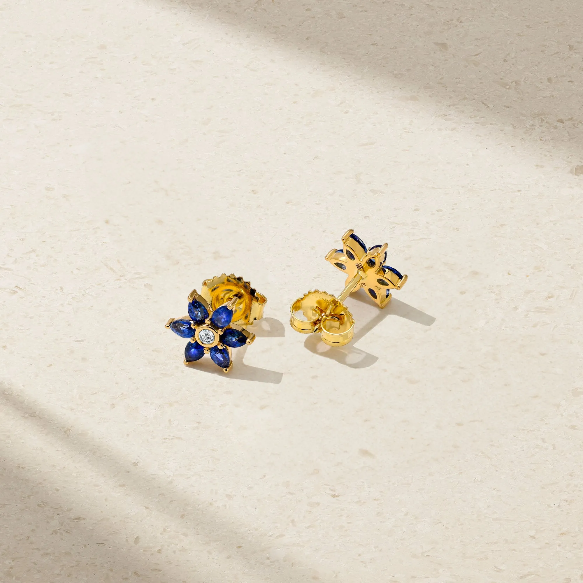 Daffodil Garden Sapphire and Diamond Stud Earrings