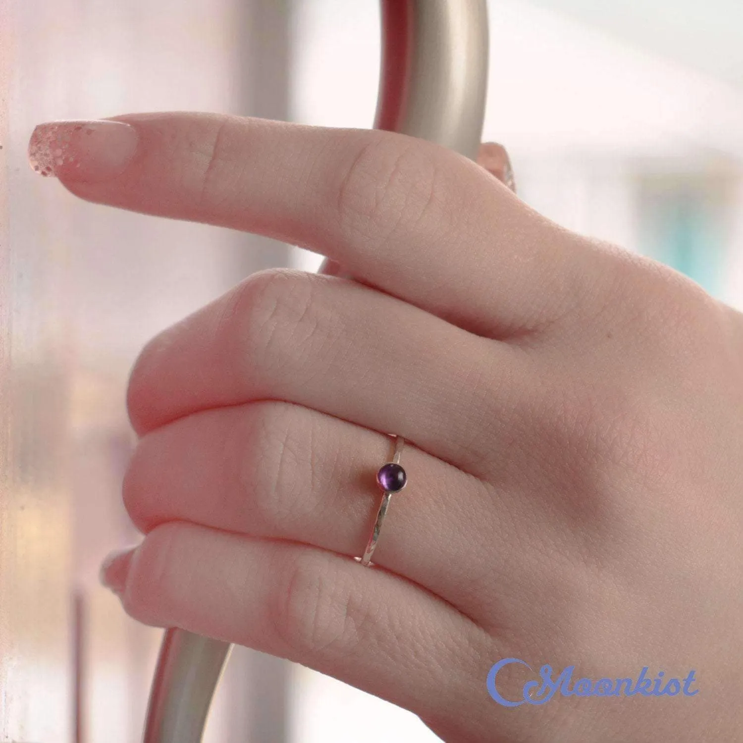 Dainty Silver Amethyst Pinky Ring | Moonkist Designs