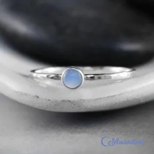 Dainty Silver Blue Chalcedony Pinky Ring | Moonkist Designs