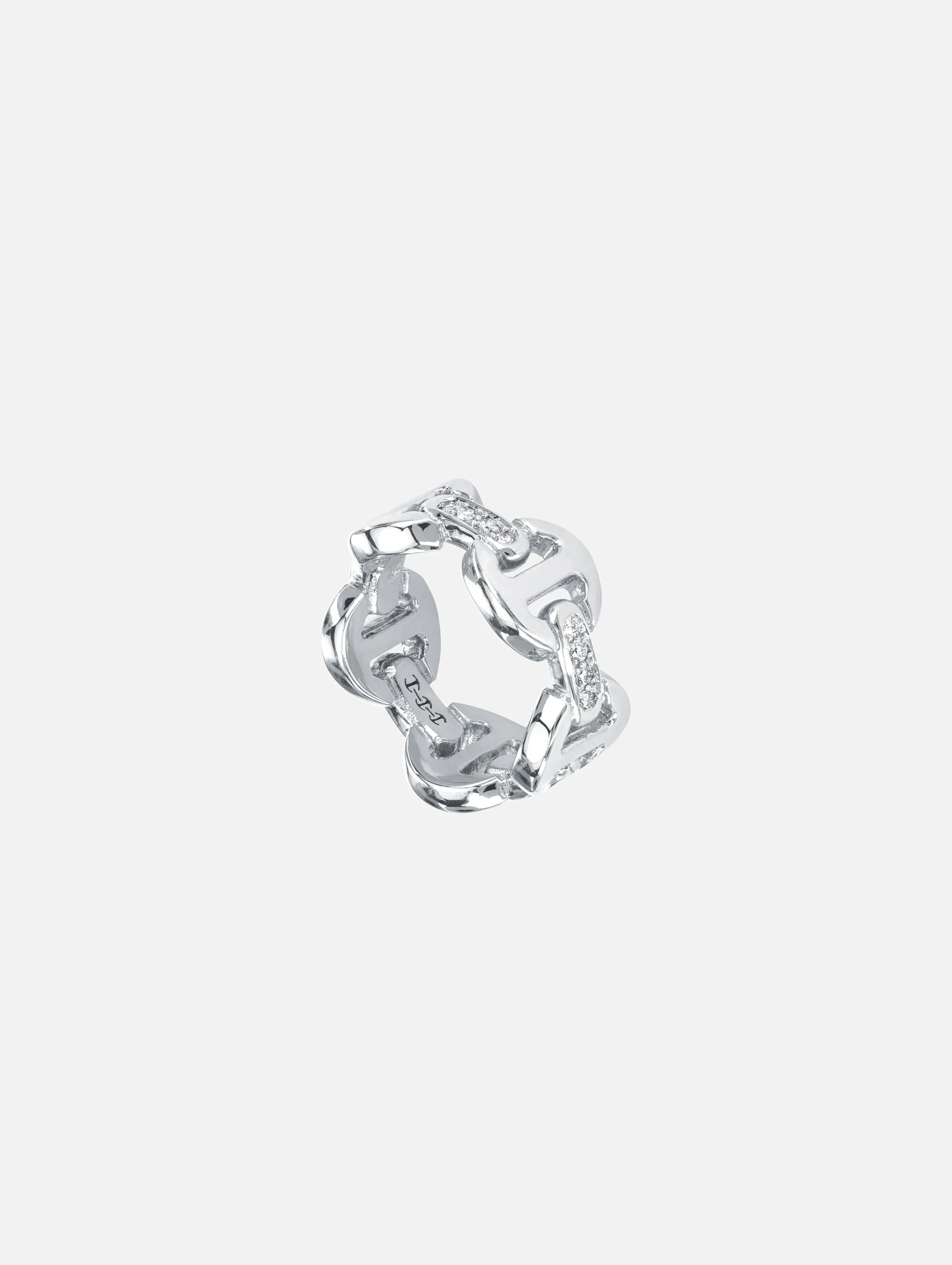 Dame Classic Tri Link Ring With Diamond Bridges