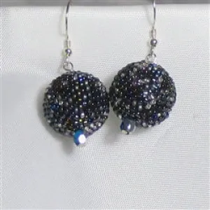 Dark Blue Seed Bead Earrings